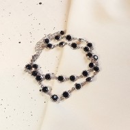 "Double Black" Διπλό βραχιόλι αλυσίδα με μαύρα κρύσταλλα