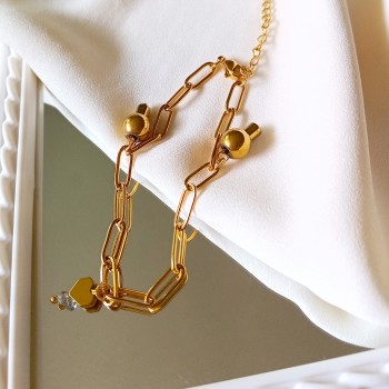 "Lover's Chain" Βραχιόλι χρυσή αλυσίδα με χρυσά στοιχεία