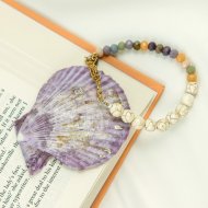 "White Howlite" Βραχιόλι με λευκό Χαολίτη και κρυσταλλάκια 