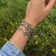 "Triple Crystal Link Bracelet" Βραχιόλι ατσάλινη αλυσίδα