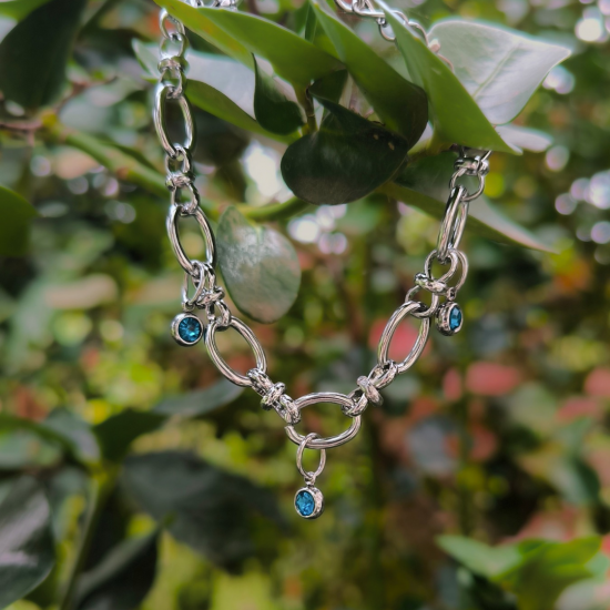 "Triple Crystal Link Bracelet" Βραχιόλι ατσάλινη αλυσίδα