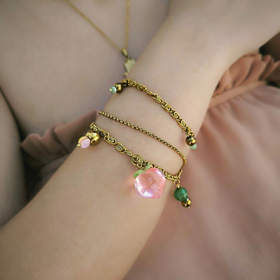 "Golden Peach Charm" Χειροποίητο βραχιόλι 