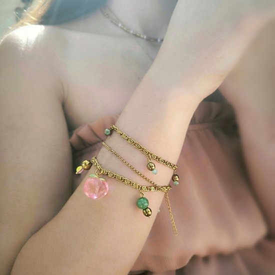 "Golden Peach Charm" Χειροποίητο βραχιόλι 