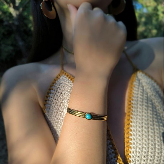 "Turquoise Dreams Cuff" Ατσάλινη Χειροπέδα 