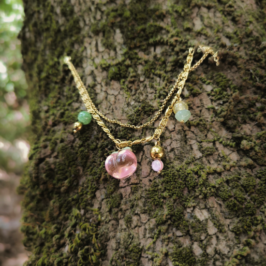 "Golden Peach Charm" Χειροποίητο βραχιόλι 