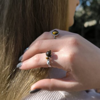 "Mars Ring" Χειροποίητο δαχτυλίδι με ημιπολύτιμη πέτρα Μάτι της Τίγρης 