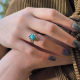 "Turquoise Blossom"Ατσάλινο δαχτυλίδι 
