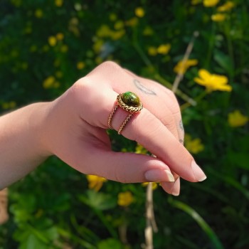 "Ruby Zoisite" Ατσάλινο δαχτυλίδι με ημιπολύτιμη πέτρα Ζοϊσίτη