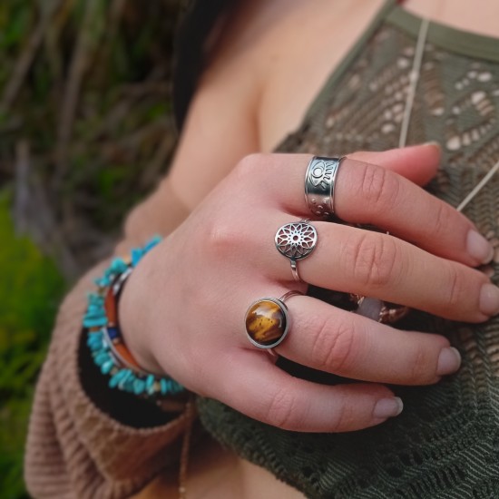 "Tiger eye"Ατσάλινο δαχτυλίδι 