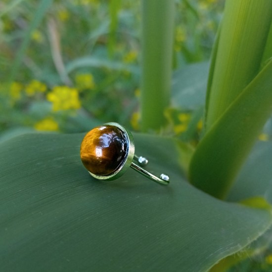 "Tiger eye"Ατσάλινο δαχτυλίδι 