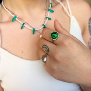 "Malachite" Ατσάλινο δαχτυλίδι 