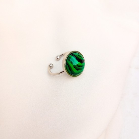 "Malachite" Ατσάλινο δαχτυλίδι 
