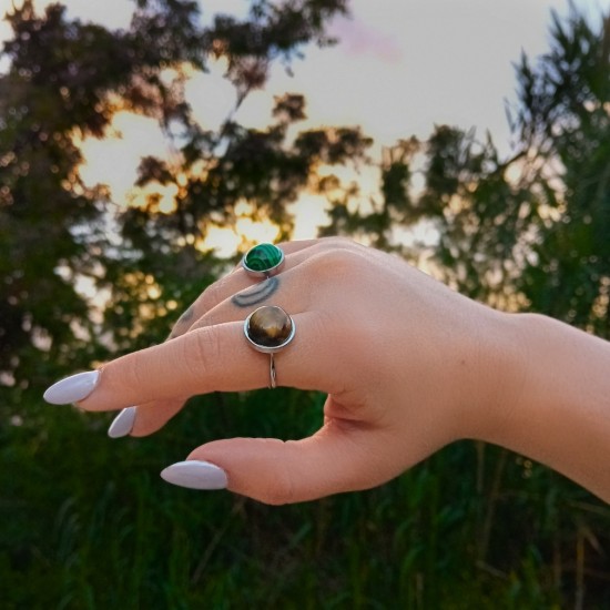 "Tiger eye"Ατσάλινο δαχτυλίδι 