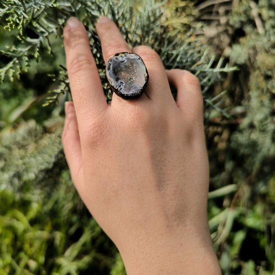 "Earth’s Agate" Μπρούτζινο δαχτυλίδι με Αχάτη 
