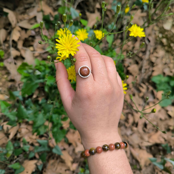 "Solar Amulet" Ατσάλινο δαχτυλίδι με Χρυσόλιθο