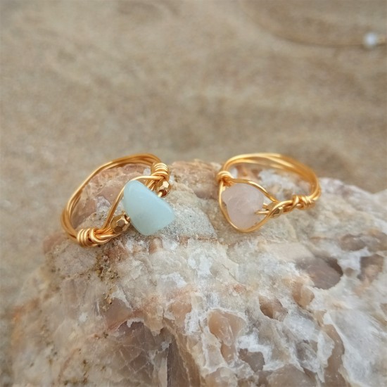 "Gems Collection" Χειροποίητα δαχτυλίδια με ημιπολύτιμους λίθους 