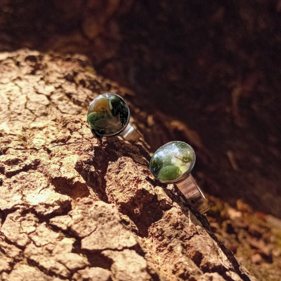 "Green Agate" Χειροποίητο ατσάλινο δαχτυλίδι 