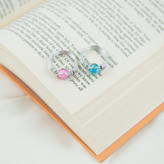 "Wishstone Ring" Χειροποίητο δαχτυλίδι με γυάλινη ροζ ή γαλάζια χάντρα
