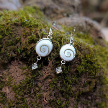 "Ocean Earrings Spiral" Σκουλαρίκια Ασήμι s925 με φυσική πέτρα Μάτι της Θάλασσας