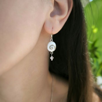"Ocean Earrings Spiral" Σκουλαρίκια Ασήμι s925 με φυσική πέτρα Μάτι της Θάλασσας