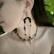 "Black Tourmaline Arches" Χειροποίητα σκουλαρίκια με Τουρμαλίνη 
