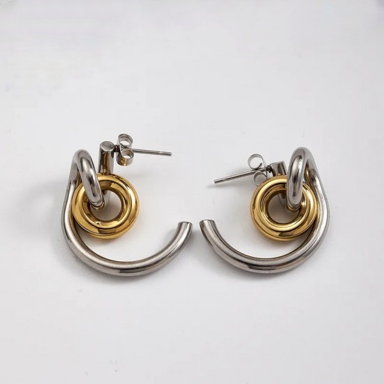 "Dual Orbit Hoops" Ατσάλινα σκουλαρίκια