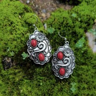 "Forest Relic" Σκουλαρίκια με Κόκκινο ή Τιρκουάζ Χαολίτη 