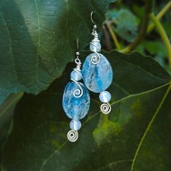 "Azure Agate" Χειροποίητα σκουλαρίκια με Αχάτη 