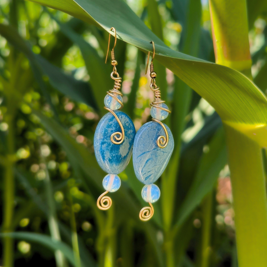 "Azure Agate" Χειροποίητα σκουλαρίκια με Αχάτη 