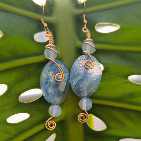"Azure Agate" Χειροποίητα σκουλαρίκια με Αχάτη 