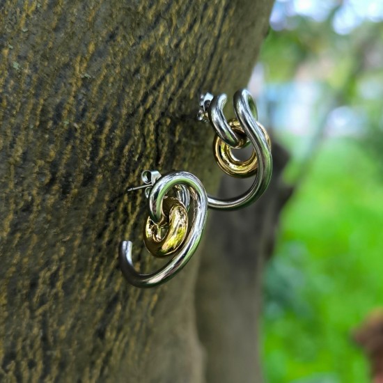 "Dual Orbit Hoops" Ατσάλινα σκουλαρίκια