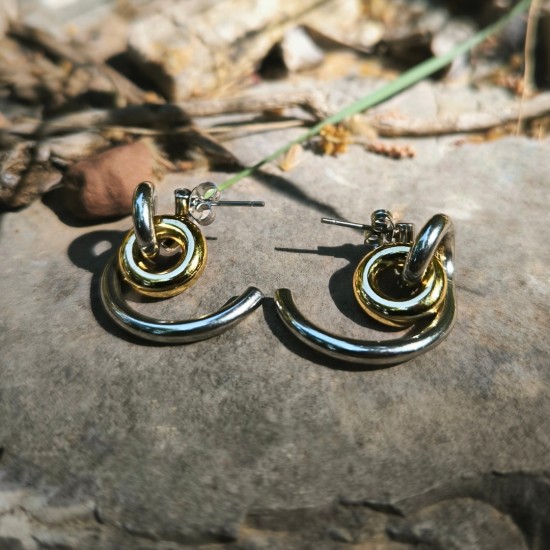 "Dual Orbit Hoops" Ατσάλινα σκουλαρίκια
