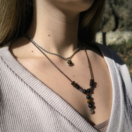 "Tiger Eye Mystique" - Ατσάλινο κολιέ  