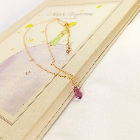 Amethyst Μini Drop Κολιέ ατσάλινη επιχρυσωμένη αλυσίδα 