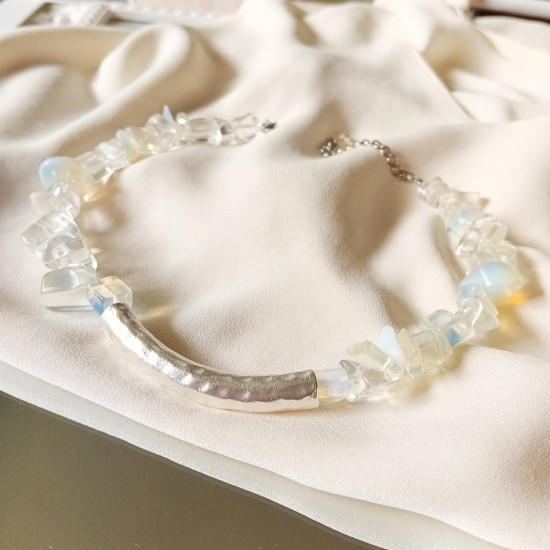 "Ice - Moonstone" Κολιέ Xειροποίητο με Φεγγαρόπετρες