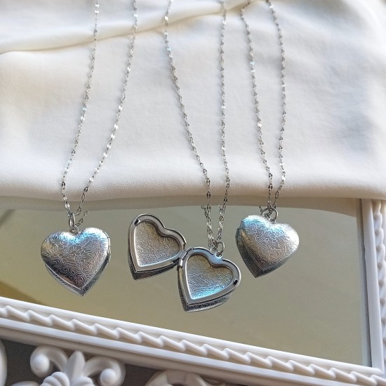Photo-Heart  Ατσάλινο μενταγιόν καρδιά ανοιγόμενη επάργυρη