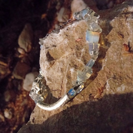 "Ice - Moonstone" Κολιέ Xειροποίητο με Φεγγαρόπετρες