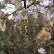 Amethyst Μini Drop Κολιέ ατσάλινη επιχρυσωμένη αλυσίδα 
