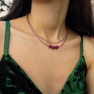 ''Purple Howlite'' Κολιέ διπλό 