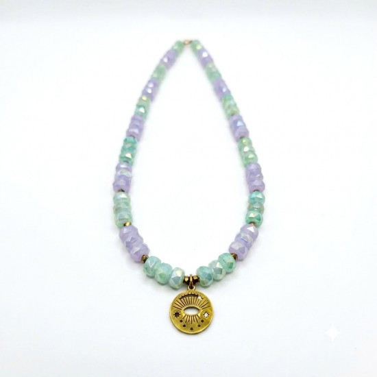 "Mint & Lilac" Χειροποίητο κολιέ 