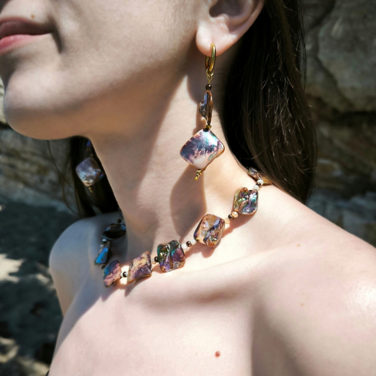 "Abyss Necklace" Xειροποίητο Κολιέ με Κοχύλι Φίλντισι 
