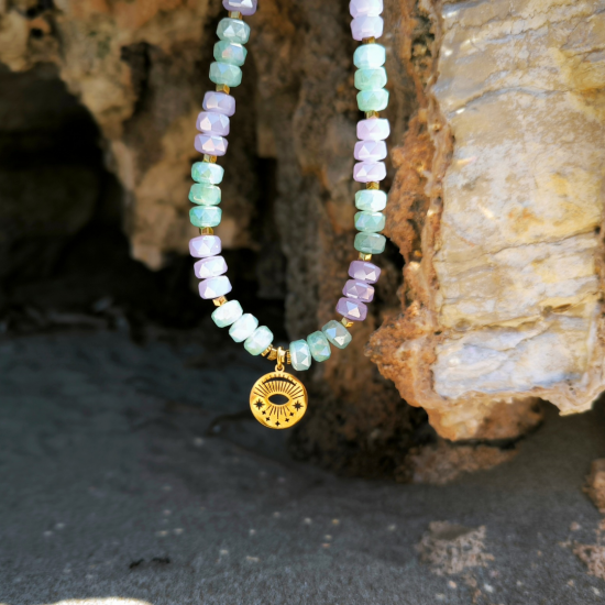 "Mint & Lilac" Χειροποίητο κολιέ 