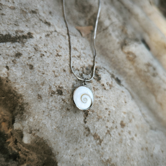 "Ocean Spiral" Κολιέ Ασήμι s925 με φυσική πέτρα Μάτι της Θάλασσας