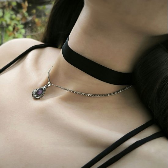"Luna's Veil" Χειροποίητο Fairycore Choker με Αμέθυστο ή Μαλαχίτη