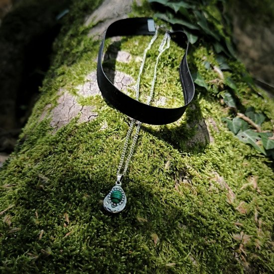 "Luna's Veil" Χειροποίητο Fairycore Choker με Αμέθυστο ή Μαλαχίτη
