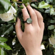 "Green Fluorite " Μπρούτζινο δαχτυλίδι με Πράσινο Φθορίτη