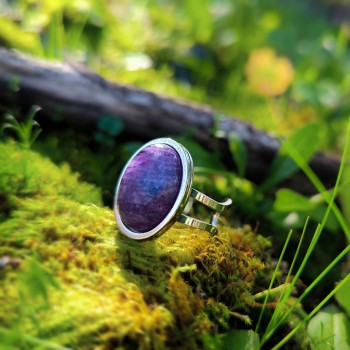 "Amethyst Essence" Ατσάλινο δαχτυλίδι με πέτρα Αμέθυστου 