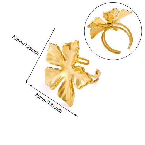 "Golden Flora Ring" Ατσάλινο δαχτυλίδι  