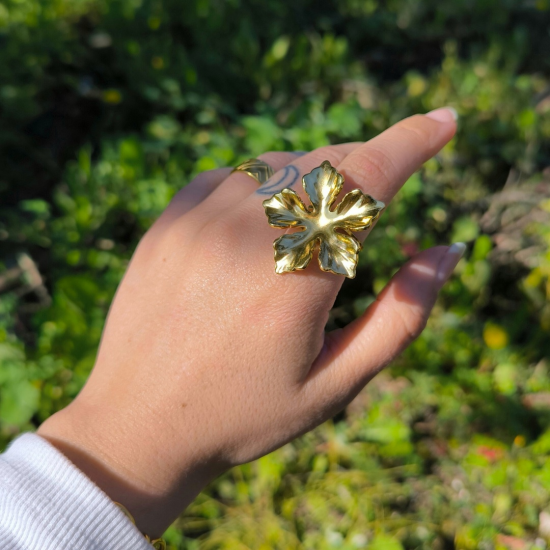 "Golden Flora Ring" Ατσάλινο δαχτυλίδι  