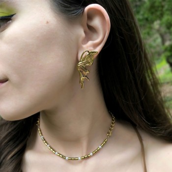 "Golden Butterfly Wings" Ατσάλινα σκουλαρίκια 
